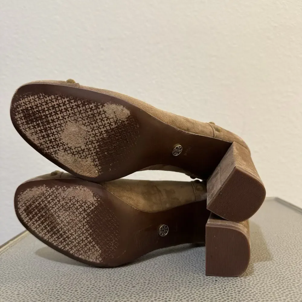 Tory Burch Brown Tan Colt 85mm Soho Suede Pump Sz 8.5 M